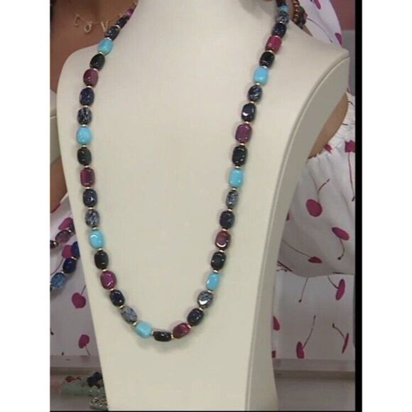 QVC Lola Rose Islington Moroccan Mix Necklace & Bracelet Set Gemstone Adjustable - Picture 13 of 13